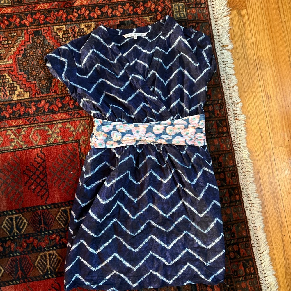 RACHEL Rachel Roy Blue and White Chevron Sundress